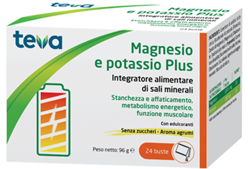 MAGNESIO POTASSIO PLUS TEVA 24 BUSTINE SENZA ZUCCHERI AROMA AGRUMI - Farmadott.it