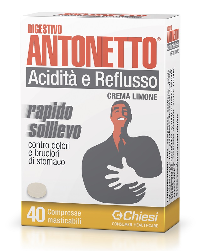 DIGESTIVO ANTONETTO ACIDITA' E REFLUSSO CREMA AL LIMONE 40 COMPRESSE MASTICABILI - Farmadott.it
