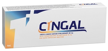 SIRINGA PRERIEMPITA INTRA ARTICOLARE CINGAL 4 ML 22MG/ML ACIDO RETICOLATO CON 4,5 MG/ML TRIAMCINOLONE ESACETONIDE - Farmadott.it