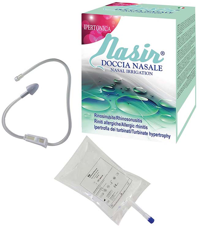 NASIR DOCCIA NASALE 2 SACCHE 250 ML ISOTONICA + 1 DEFLUSSORE - Farmadott.it