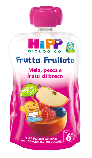 HIPP BIO FRUTTA FRULLATA MELA PESCA FRUTTI DI BOSCO 90 G - Farmadott.it