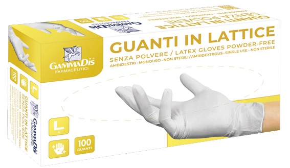 GUANTI LATTICE CON POLVERE MEDIUM 100 PEZZI GAMMADIS - Farmadott.it