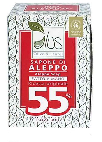 ALUS OLIVE & LAUREL SAPONE DI ALEPPO FATTO A MANO 55% 200 G - Farmadott.it