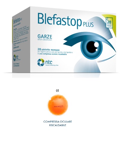 BLEFASTOP PLUS GARZA IN COTONE PIEGATA CON FILO DI BARIO 28 SALVIETTE MONOUSO + 1 COMPRESSA OCULARE RISCALDABILE - Farmadott.it