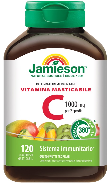 JAMIESON VITAMINA C 1000 120 COMPRESSE MASTICABILI FRUTTI TROPICALI - Farmadott.it