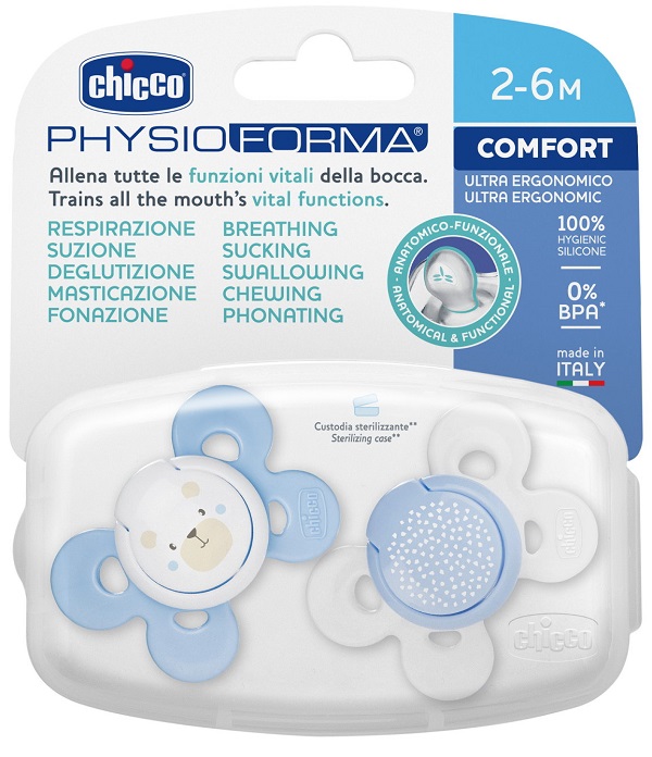 CHICCO SUCCHIETTO COMFORT BOY SILICONE 2-6 MESI 2 PEZZI - Farmadott.it