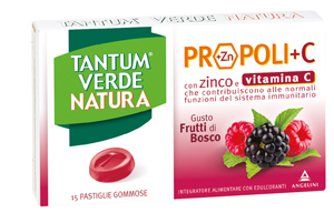 TANTUM VERDE NATURA PROPOLI+C CON ZINCO E VITAMINA C 15 PASTIGLIE GOMMOSE GUSTO FRUTTI DI BOSCO - Farmadott.it