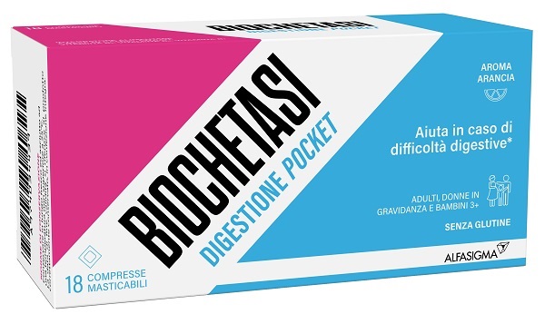 BIOCHETASI DIGESTIONE POCKET 18 COMPRESSE MASTICABILI - Farmadott.it