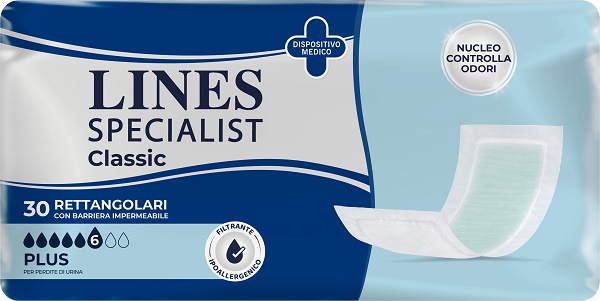 PANNOLONE LINES SPECIALIST CLASSIC RETTANGOLARE CON BARRIERA 30 PEZZI - Farmadott.it