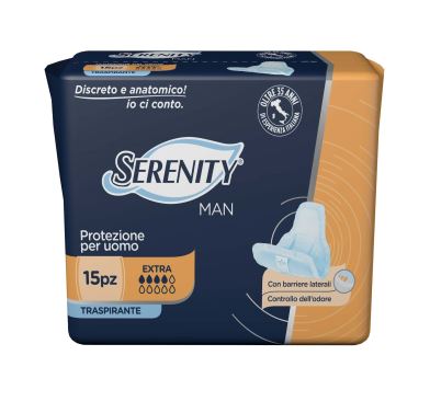 PANNOLINO SERENITY LIGHT MAN EXTRA CON ADESIVO O ALTRO FISSAGGIO 15 PEZZI - Farmadott.it