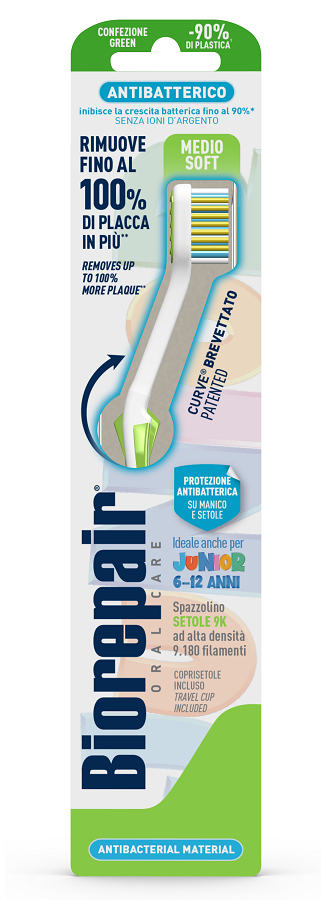 BIOREPAIR ORAL CARE SPAZZOLINO ANTIBATTERICO JUNIOR 6-12 ANNI PIU' COMFORT SETOLE MEDIO SOFT - Farmadott.it