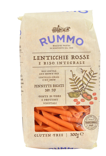 RUMMO PENNETTE RIGATE N 70 LENTICCHIE ROSSE E RISO INTEGRALE 300 G - Farmadott.it