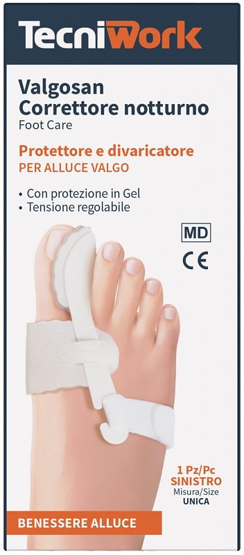 CORRETTORE NOTTURNO PER ALLUCE VALGO SINISTRO MISURA UNICA VALGOSAN 1 PEZZO - Farmadott.it