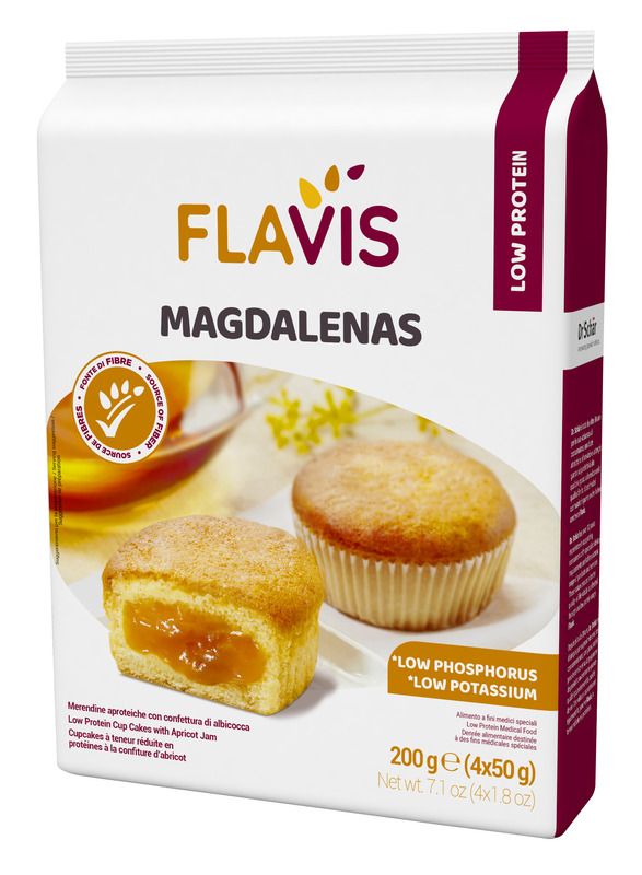 FLAVIS MAGDALENAS MERENDINE APROTEICHE CON CONFETTURA DI ALBICOCCA 4 MONOPORZIONI DA 50 G - Farmadott.it