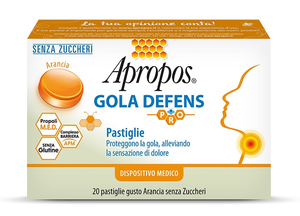 APROPOS GOLA DEFENS PRO 20 PASTIGLIE ARANCIA SENZA ZUCCHERO - Farmadott.it