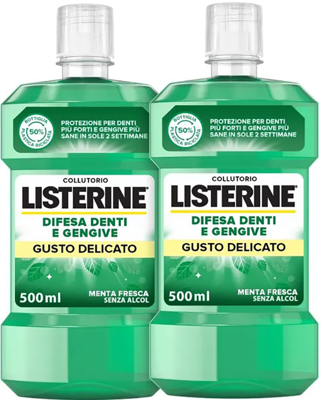 LISTERINE DENTI & GENGIVE GUSTO DELICATO 2 X 500 ML - Farmadott.it