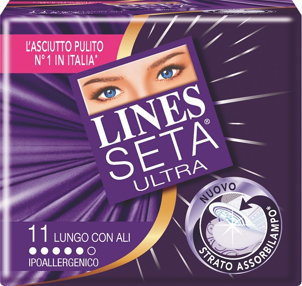 ASSORBENTE LINES SETA ULTRA LUNGO CON ALI 11 PEZZI - Farmadott.it