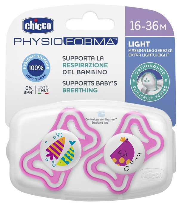 CHICCO SUCCHIETTO LIGHT GIRL SILICONE 16-36 MESI 2 PEZZI - Farmadott.it