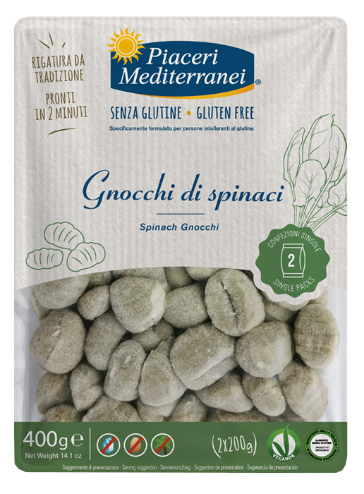 PIACERI MEDITERRANEI GNOCCHI DI SPINACI 400 G - Farmadott.it