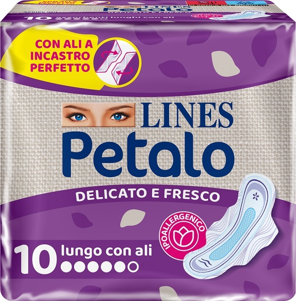 LINES PETALO BLU ASSORBENTE LUNGO CON ALI 10 PEZZI - Farmadott.it