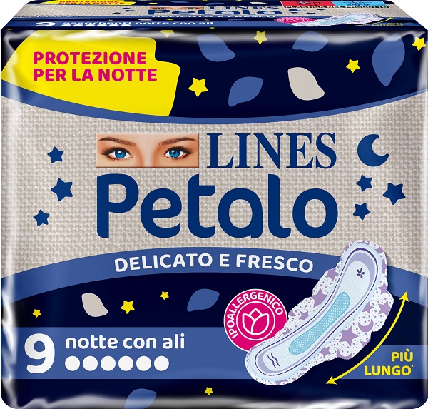 LINES PETALO BLU ASSORBENTE NOTTE 9 PEZZI - Farmadott.it