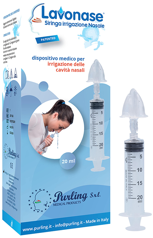 LAVONASE IRRIGAZIONE NASALE NON STERILE SIRINGA 20 ML + LUER-LOCK CON CAPPUCCIO + UGELLO NASALE CON RACCORDO LUER-LOCK + PERFORATORE CON VALVOLA NON RITORNO CON TAPPO - Farmadott.it