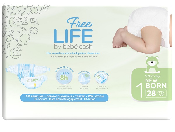 FREELIFE BY BEBECASH PANNOLINI NEW BORN TAGLIA 1 2-4 KG GIROVITA 30-41 CM 28 PEZZI - Farmadott.it