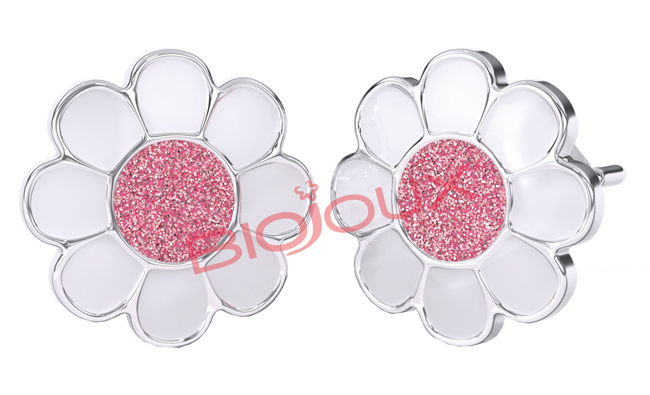 ORECCHINO STERILE BJT713 STS ROSE FLOWER - Farmadott.it
