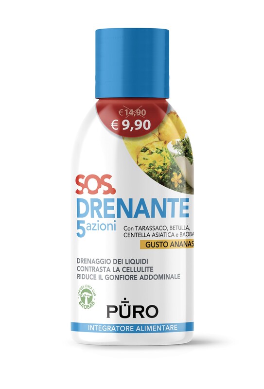 PURO DRENANTE 5 AZIONI CON BAOBAB GUSTO ANANAS 500 ML - Farmadott.it
