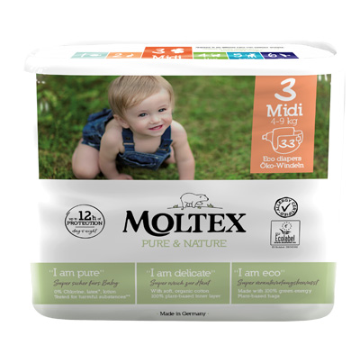PANNOLINI MOLTEX PURE & NATURE MIDI 4-9 KG TAGLIA 3 33 PEZZI - Farmadott.it
