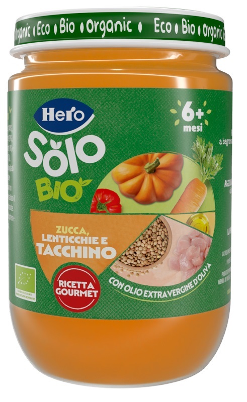 HERO SOLO OMOGENEIZZATO ZUCCHINE LENTICCHIE TACCHINO 100% BIO 190G - Farmadott.it