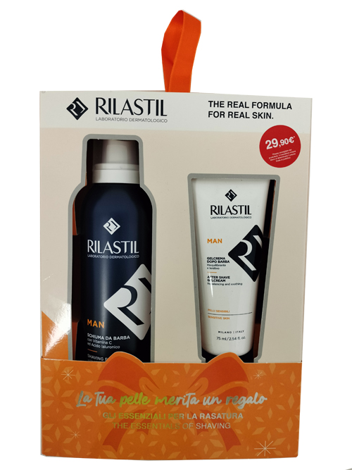 RILASTIL COFANETTO MAN 1 RILASTIL MAN GEL CREMA DOPOBARBA 75 ML + 1 RILASTIL MAN SCHIUMA DA BARBA 200 ML - Farmadott.it