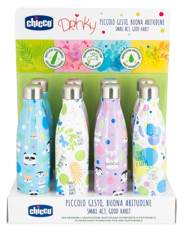 CHICCO BOTTIGLIA INOX DA 500 ML DISPLAY BOX - Farmadott.it