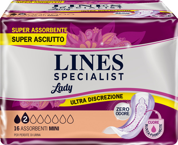 ASSORBENTI PER INCONTINENZA LINES SPECIALIST LADY MINI 16 PEZZI - Farmadott.it