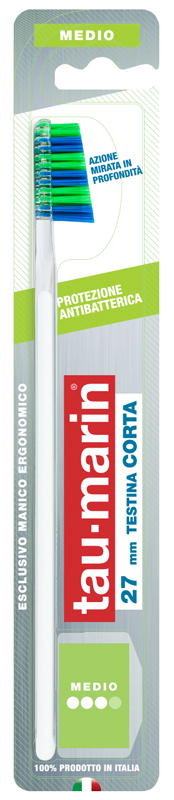 TAUMARIN PROFESSIONAL SPAZZOLINO 27 MEDIO TESTINA CORTA PROTEZIONE ANTIBATTERICA - Farmadott.it