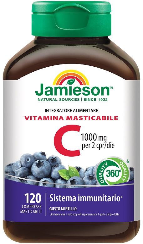 JAMIESON VITAMINA C 1000 MIRTILLO 120 COMPRESSE MASTICABILI - Farmadott.it