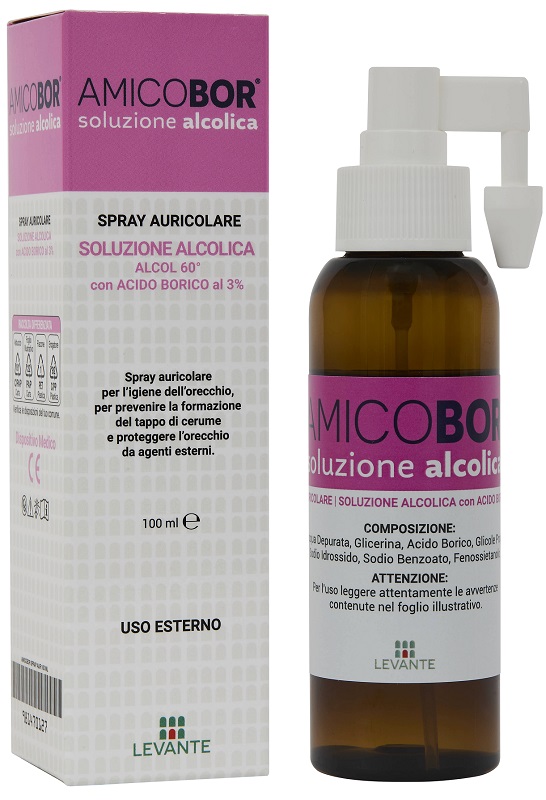 SOLUZIONE ALCOLICA PER IRRIGAZIONE DELL'ORECCHIO AMICOBOR 100 ML - Farmadott.it