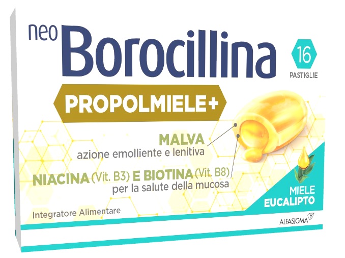 NEOBOROCILLINA PROPOLMIELE+ MIELE/EUCALIPTO 16 PASTIGLIE - Farmadott.it