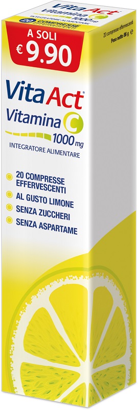 VITA ACT VITAMINA C 1000MG 20 COMPRESSE EFFERVESCENTI LIMONE - Farmadott.it