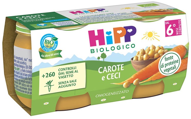 HIPP BIO OMOGENEIZZATO CAROTE/CECI 2X80 G - Farmadott.it