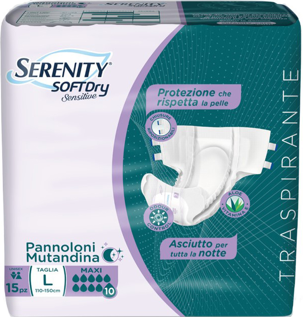 PANNOLONE MUTANDINA SERENITY SD SENSITIVE MAXI L 15 PEZZI - Farmadott.it