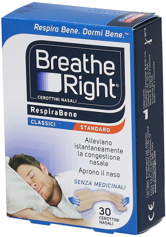 CEROTTI NASALI BREATHE RIGHT CLASSICI 30 PEZZI - Farmadott.it
