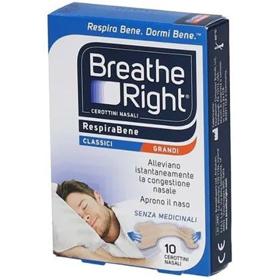 CEROTTI NASALI BREATHE RIGHT CLASSICI GRANDI 10 PEZZI - Farmadott.it