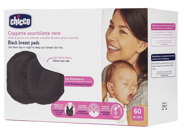 CHICCO COPPETTA ASSORBILATTE ANTIBATTERICA NERA 60 PEZZI - Farmadott.it