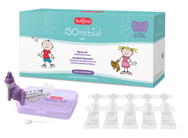 ISONEBIAL KIT PULIZIA CAVITA' NASALI 20 FLACONCINI MONODOSE 5 ML + SIRINGA LUER LOCK SOFT-JECK + AGO CANNULA + NEBULIZZATORE SPRAY - Farmadott.it