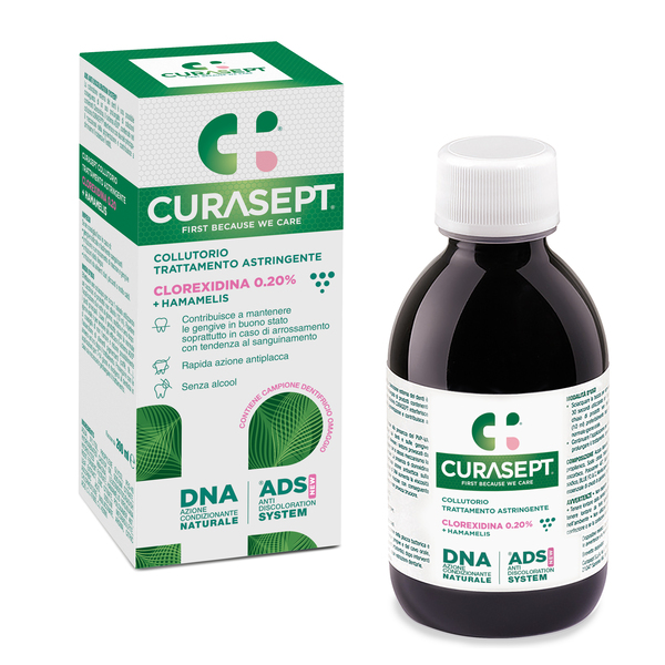 CURASEPT COLLUTORIO ADS DNA TRATTAMENTO ASTRINGENTE 200 ML + CAMPIONE OMAGGIO DENTIFRICIO ASTRINGENTE 6 ML - Farmadott.it