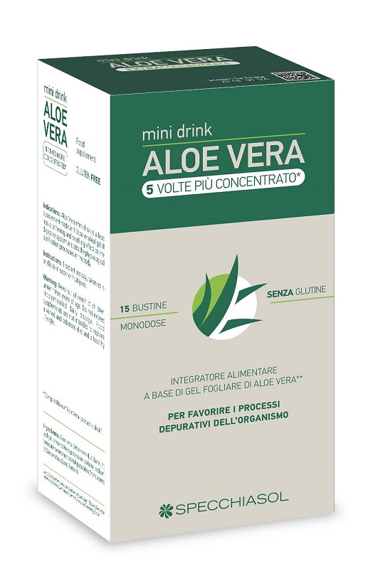 ALOE VERA MINI DRINK 5 VOLTE PIU' CONCENTRATO 15 BUSTINE DA 10 ML - Farmadott.it