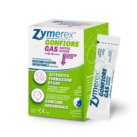 ZYMEREX GONFIORE GAS DOPPIA AZIONE CON S+E COMPLEX 20 BUSTINE MONODOSE DA 2 G - Farmadott.it