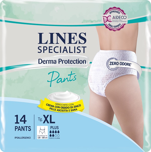 PANNOLONE PER INCONTINENZA LINES SPECIALIST DERMA PANTS PLUS XL 14 PEZZI - Farmadott.it