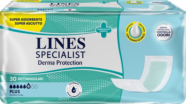 PANNOLONE PER INCONTINENZA LINES SPECIALIST DERMA RETTANGOLARE 30 PEZZI - Farmadott.it
